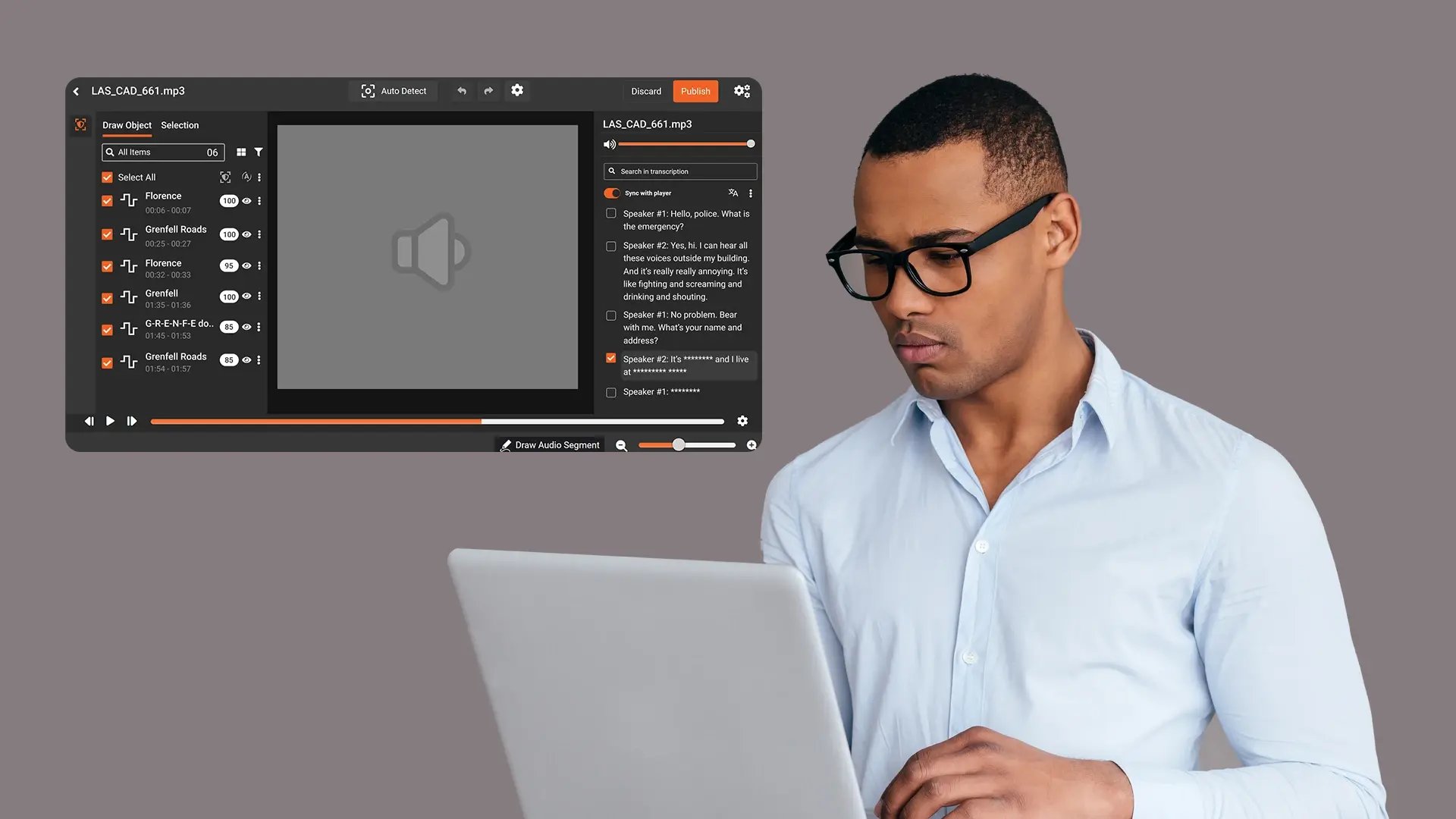 Automated Redaction of Spoken PII in Digital Evidence for Secure Sharing