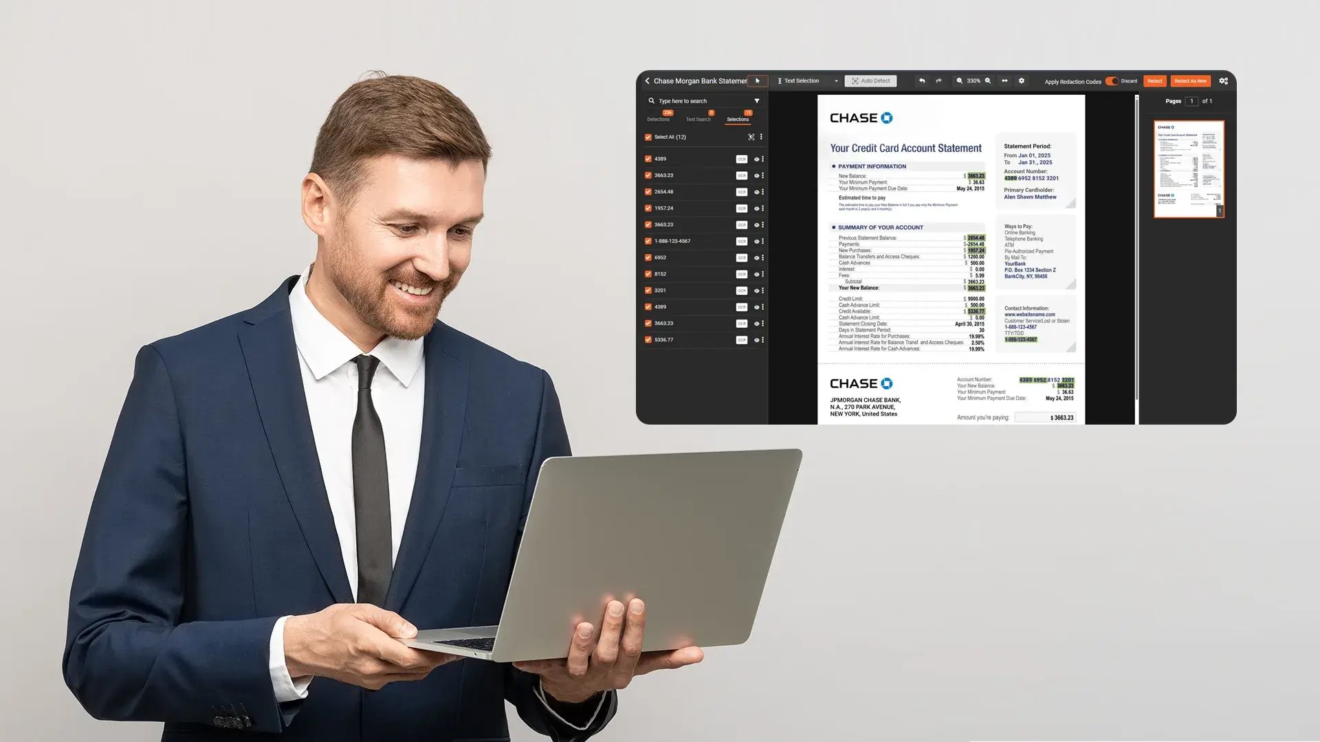 Optical Character Recognition for Text Extraction, Search, and Redaction