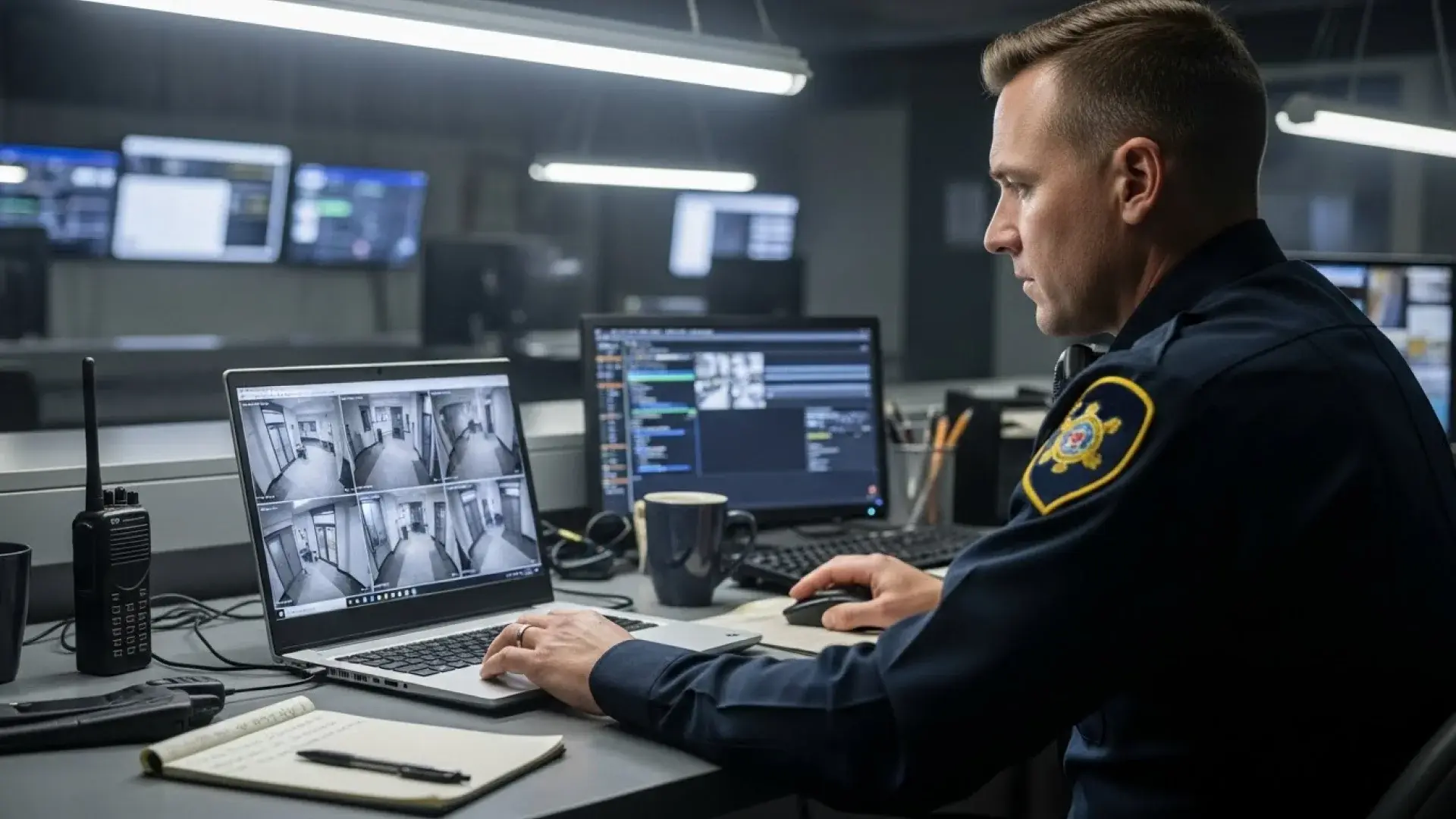 An Policer Officer Working on Computer