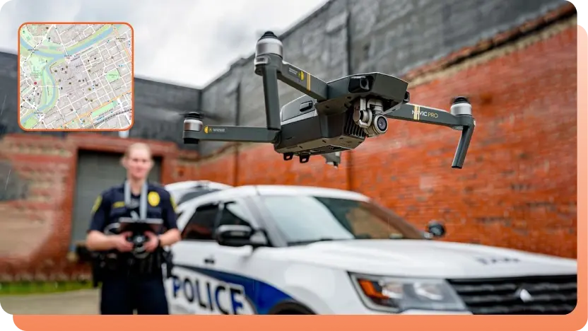 A police officer operating a drone for evidence collection.