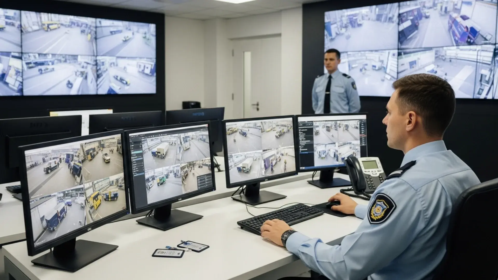 Officer looking at the Screens for evidences