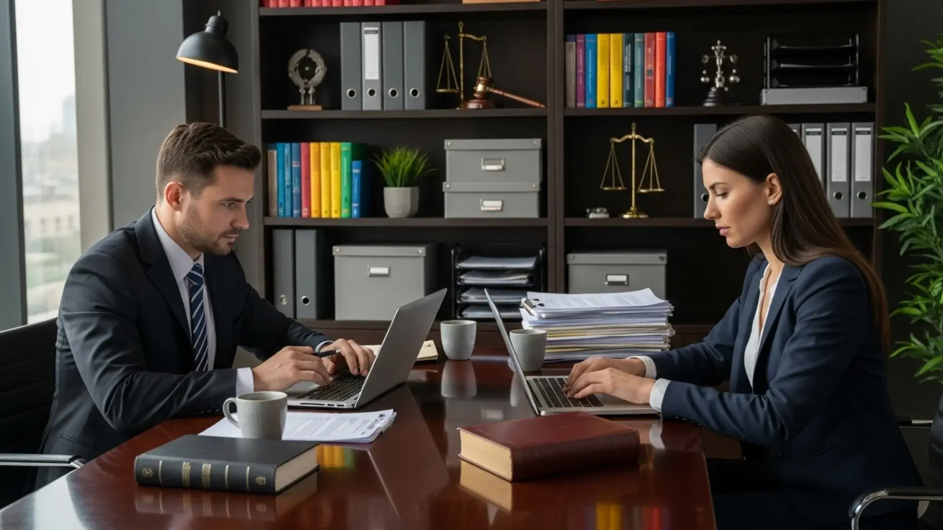 Two lawyers working to remove PII from evidences.