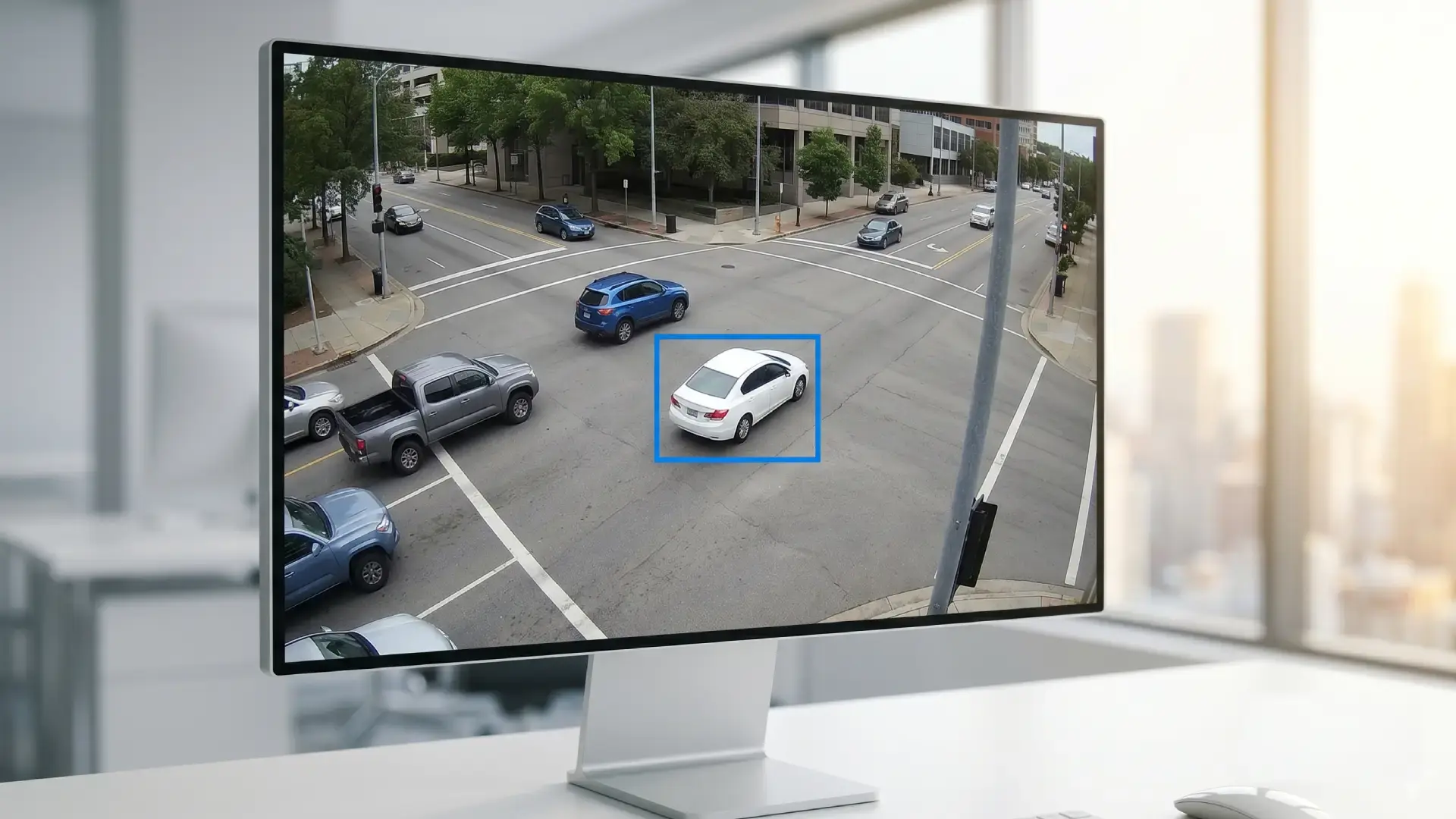 a video showing a car being tracked in a cctv footage