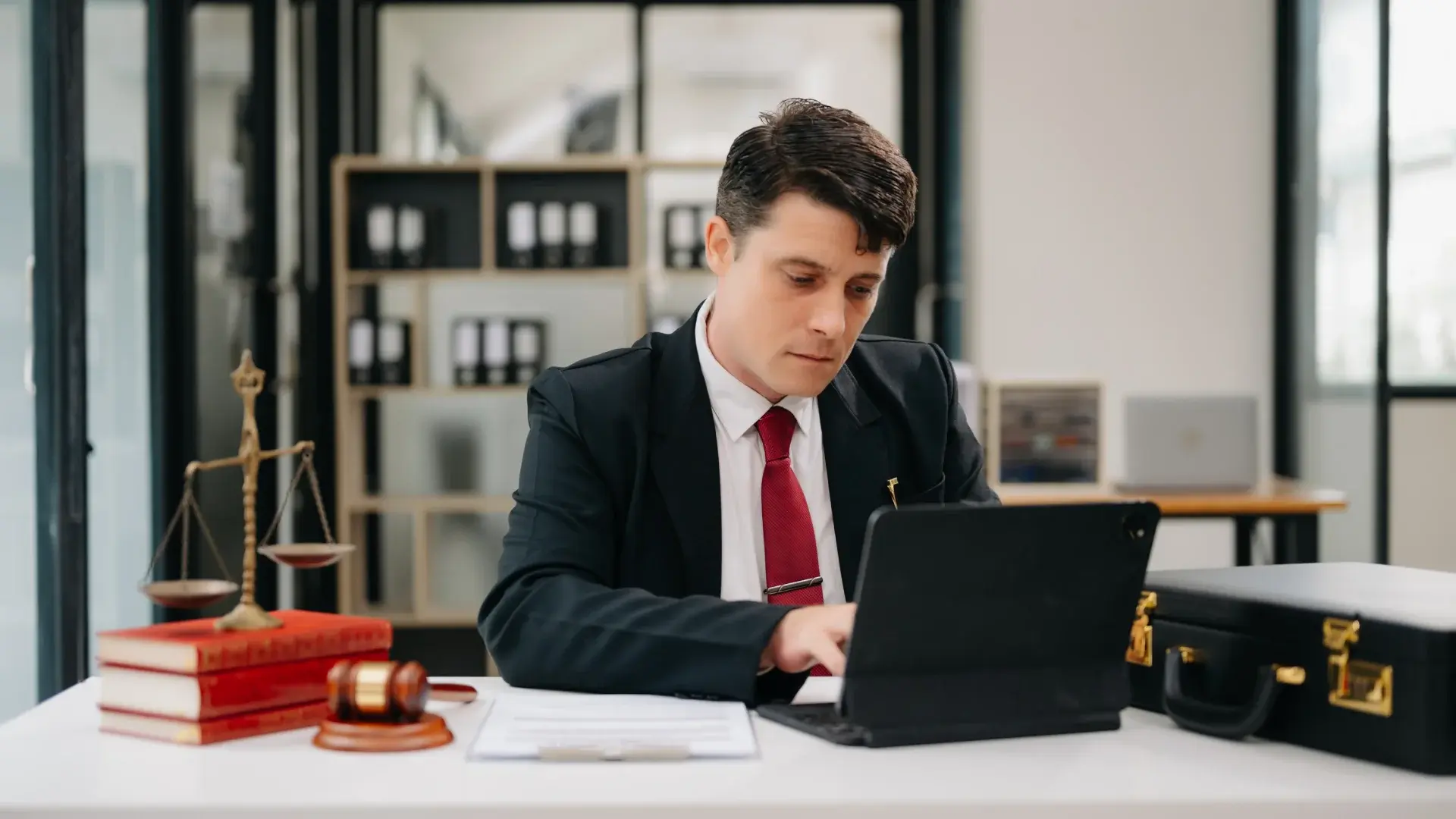 An Officer working on his Laptop