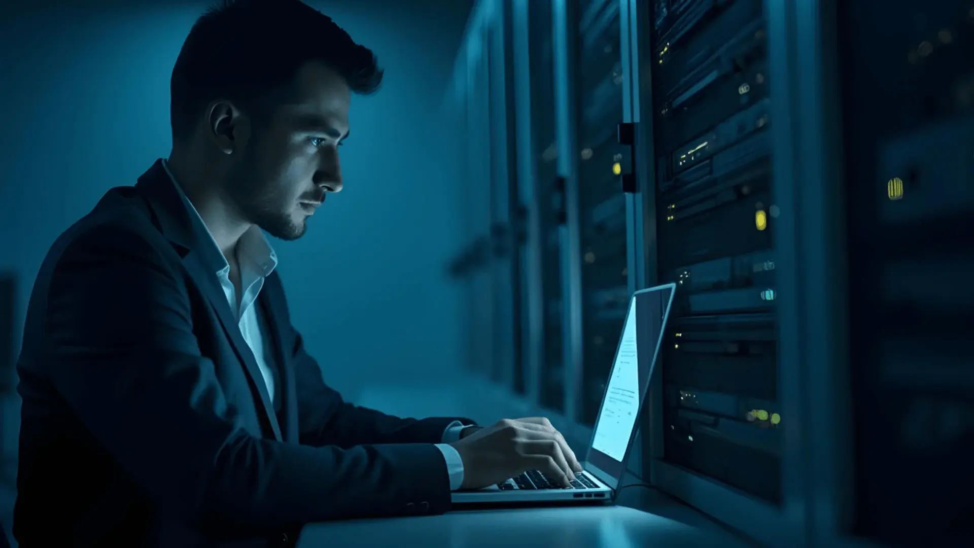 A detective reviewing dashcam footage on a laptop using a secure cloud-based platform