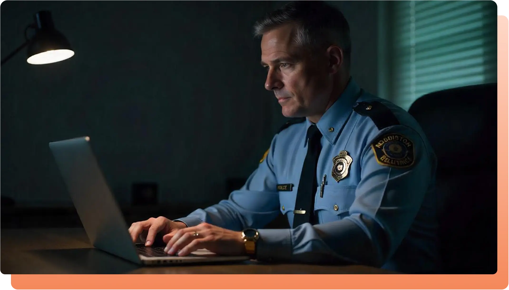 A police officer using laptop