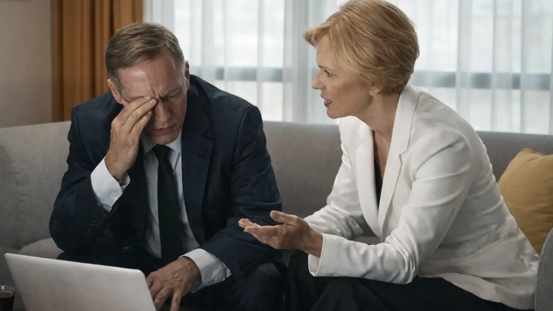 Two professionals discussing concerns over digital evidence on a laptop