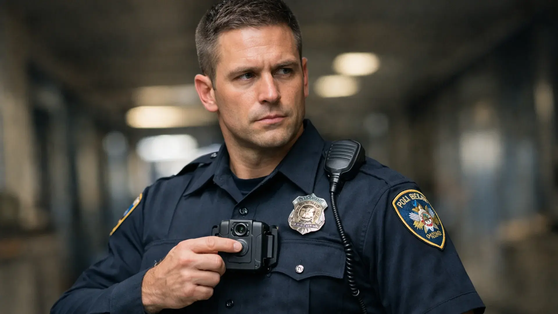 a police officer wearing a body worn camera