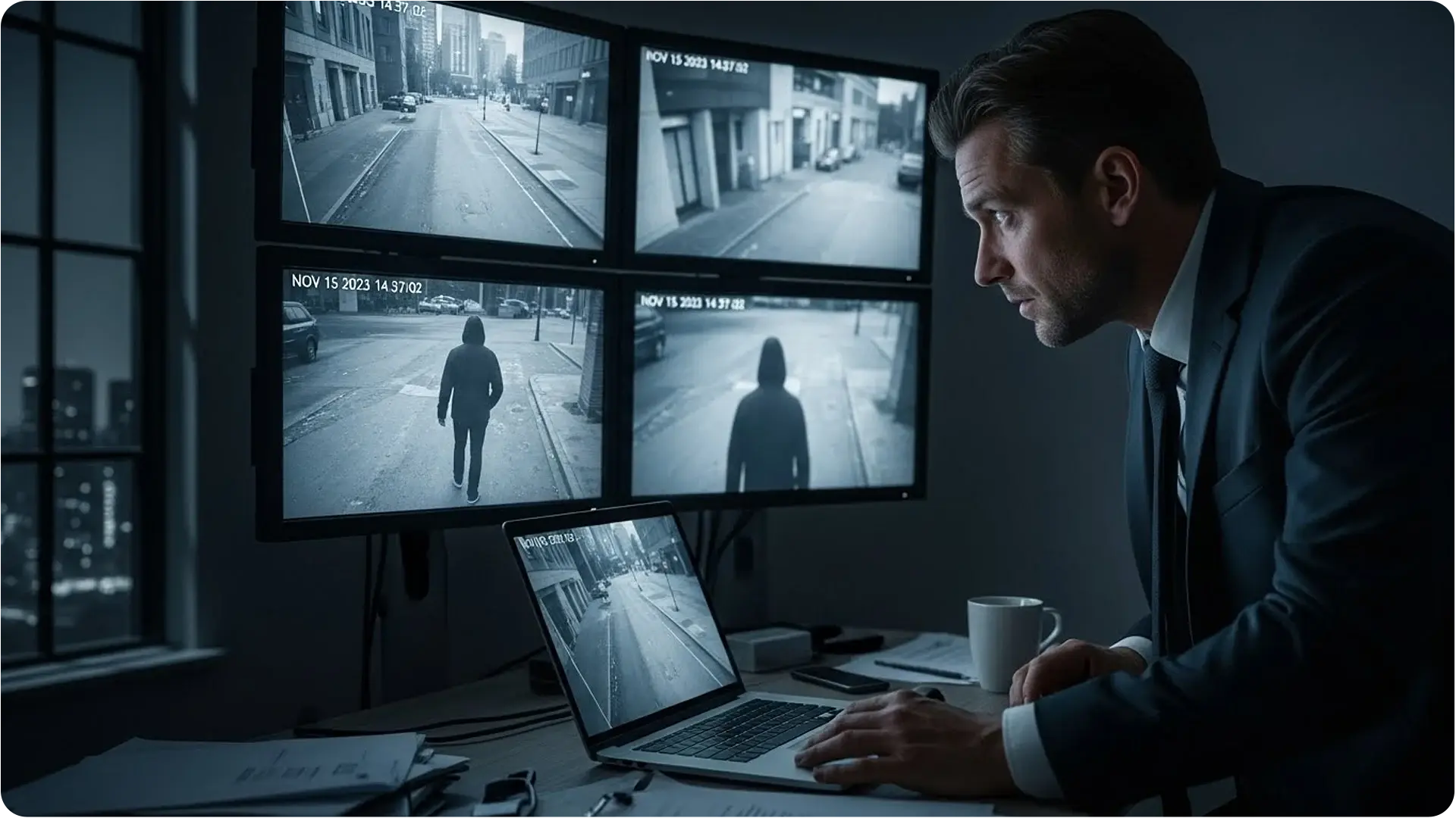 Investigator analyzing digital video evidence